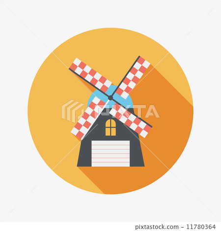 windmill flat icon with long shadow - Stock Illustration [11780364] - PIXTA