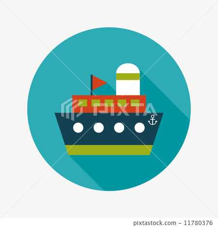 ship, boat flat icon with long shadow - Stock Illustration [11780376 ...