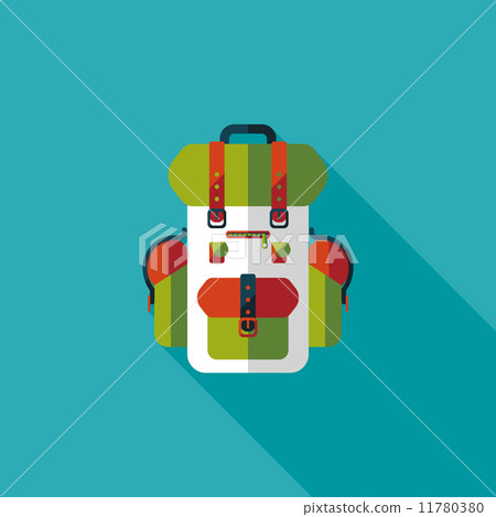 backpack flat icon with long shadow - Stock Illustration [11780380] - PIXTA