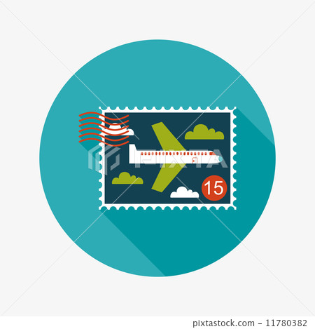 Aircraft stamp flat icon with long shadow Aircraft stamp flat icon with long shadow 11780382