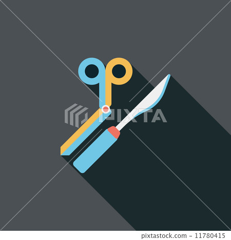 Surgical Instrument flat icon with long shadow Surgical Instrument flat icon with long shadow 11780415