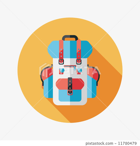backpack flat icon with long shadow - Stock Illustration [11780479] - PIXTA