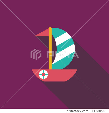 Sailboat flat icon with long shadow - Stock Illustration [11780588] - PIXTA