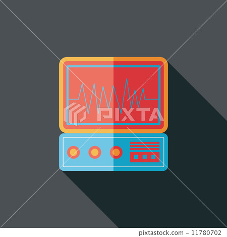 monitor in the ICU flat icon with long shadow 11780702