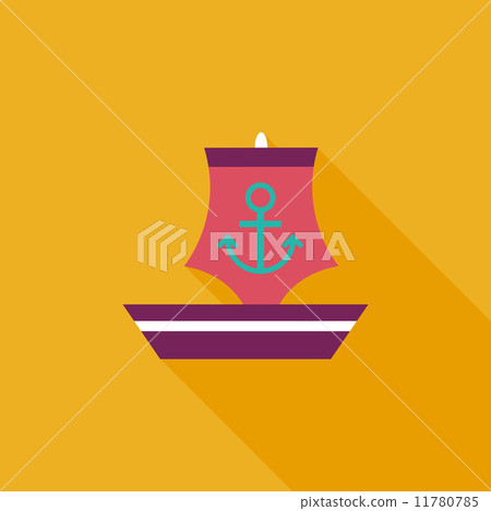 Sailboat flat icon with long shadow Sailboat flat icon with long shadow 11780785