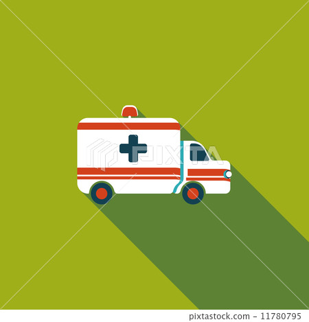 ambulance car flat icon with long shadow - Stock Illustration [11780795 ...
