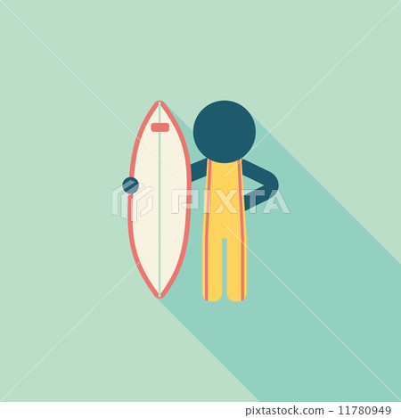 surfing flat icon with long shadow 11780949