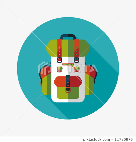 backpack flat icon with long shadow - Stock Illustration [11780976] - PIXTA