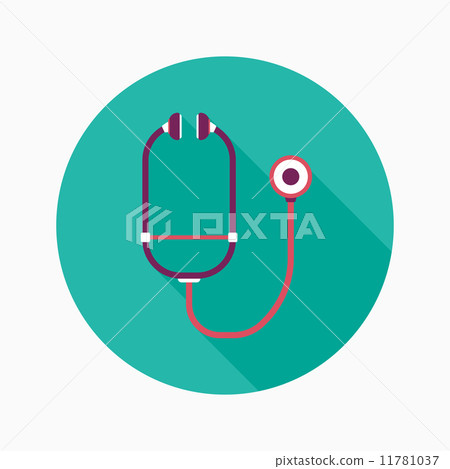 stethoscope flat icon with long shadow - Stock Illustration [11781037 ...