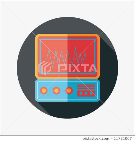 monitor in the ICU flat icon with long shadow 11781067