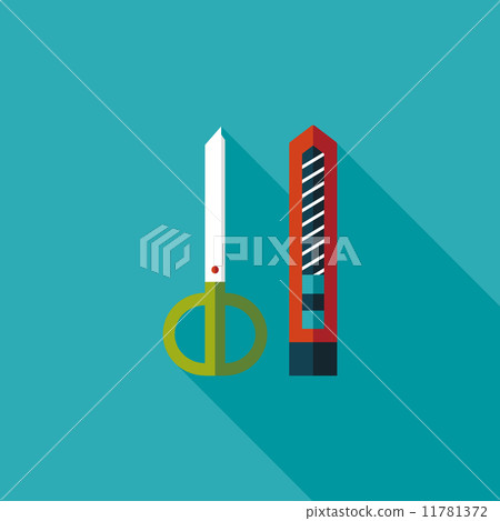 Scissors and paper knife flat icon with long shadow,eps10 11781372