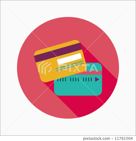 插圖素材: credit card flat icon with long shadow