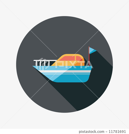 Yacht flat icon with long shadow - Stock Illustration [11781691] - PIXTA