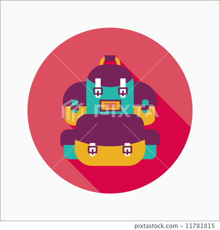 backpack flat icon with long shadow - Stock Illustration [11781815] - PIXTA