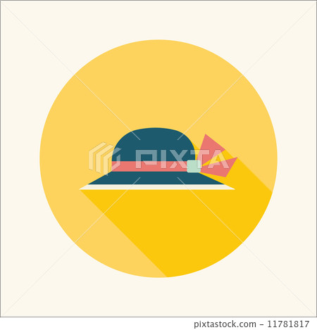 Women hat flat icon with long shadow 11781817
