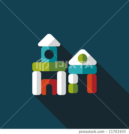 brick house flat icon with long shadow - Stock Illustration [11781935 ...
