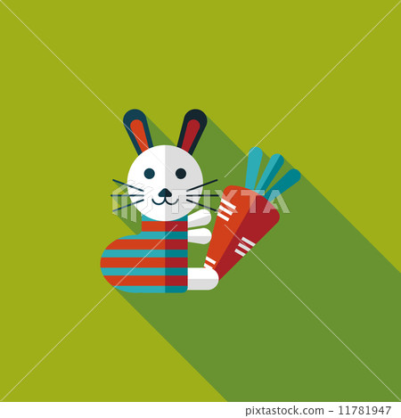Rabbit with carrot flat icon with long shadow,eps 10 11781947