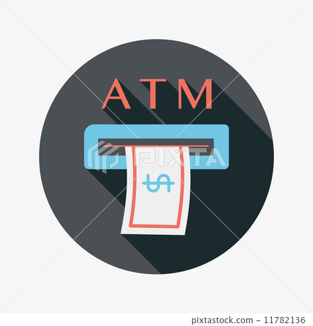 atm flat icon with long shadow 11782136