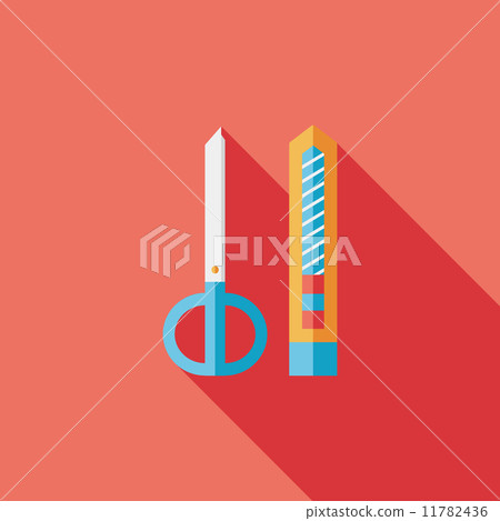 Scissors and paper knife flat icon with long shadow,eps10 11782436