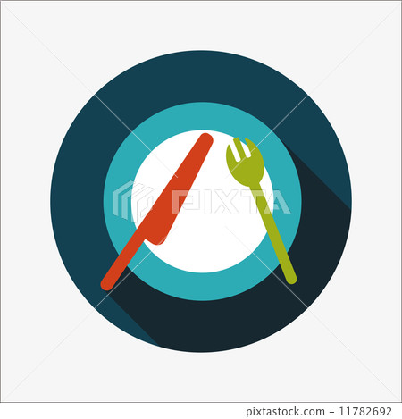 dishware and cutlery flat icon with long shadow dishware and cutlery flat icon with long shadow 11782692
