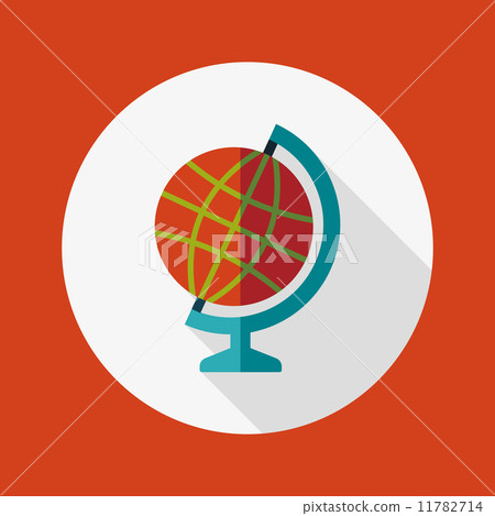 globe icon, flat icon with long shadow - Stock Illustration [11782714 ...