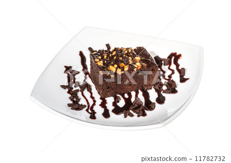 cake truffle with black chocolate sauce 11782732