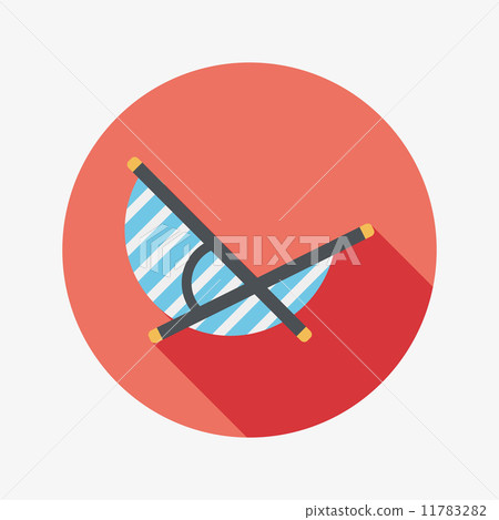 Lounger Beach Sunbed Chair flat icon with long shadow 11783282