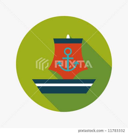 Sailboat flat icon with long shadow - Stock Illustration [11783332] - PIXTA