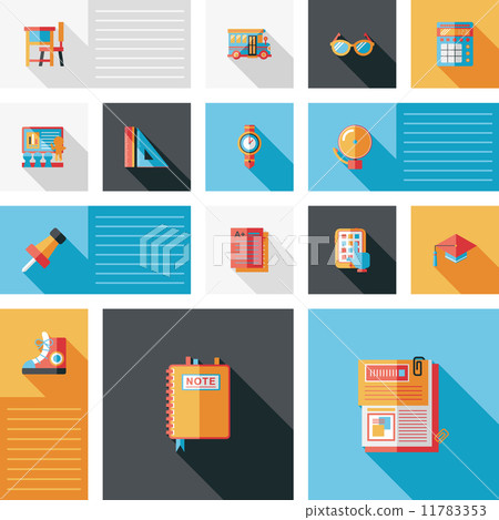 back to school flat ui with long shadow,eps10 11783353