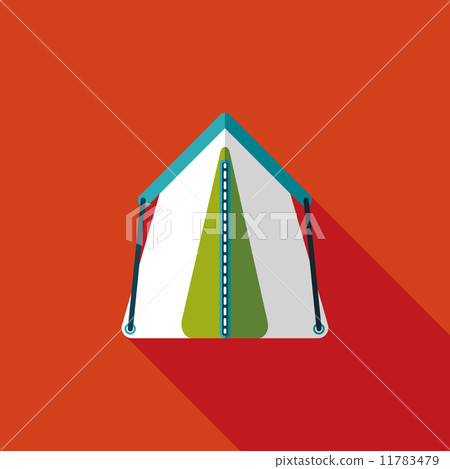 tourist tent flat icon with long shadow - Stock Illustration [11783479 ...