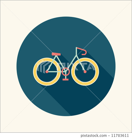 Bicycle flat icon with long shadow Bicycle flat icon with long shadow 11783611