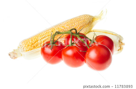 ripe yellow corn and tomato ripe yellow corn and tomato 11783893
