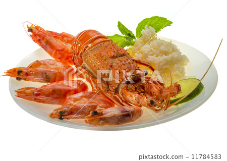 Spiny lobster, shrimps and rice 11784583