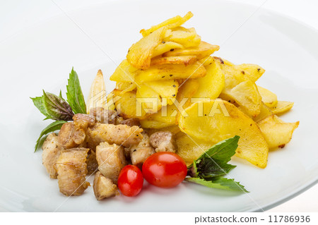 Fried pork with potato 11786936