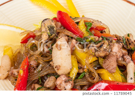 Asian spicy seafood noodle 11789045