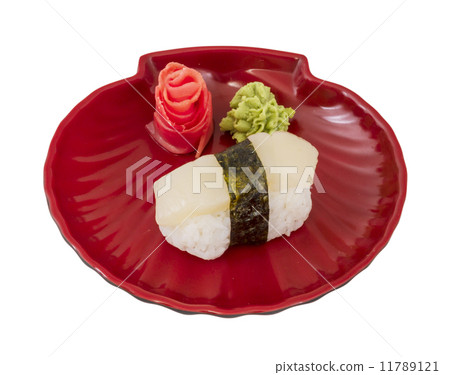 sushi hotate with slice of scallop isolated on white background 11789121