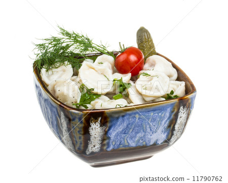 Bowl with traditional russian dish - pelmeni Bowl with traditional russian dish - pelmeni 11790762
