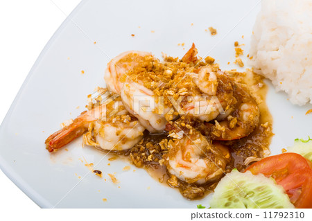 Shrimps with garlic and rice Shrimps with garlic and rice 11792310