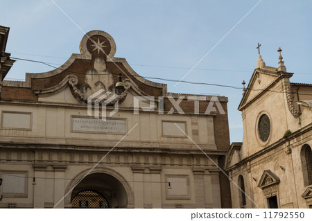 Rome, Italy. Famous Porta del Popolo city gate. 11792550