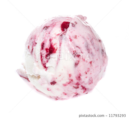 Scoop of strawberry ice cream from top on white background Scoop of strawberry ice cream from top on white background 11793293