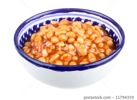 Marinated haricot beans in tomato sauce with shallots on a plate Marinated haricot beans in tomato sauce with shallots on a plate 11794359