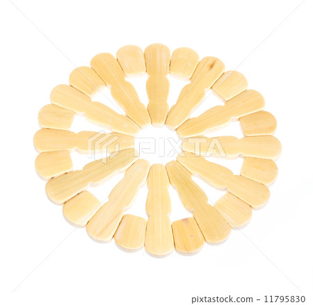 Wickerwork empty yellow breadbasket on white background 11795830