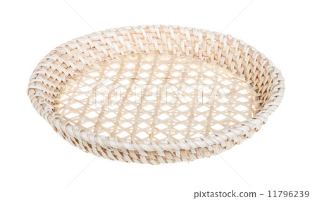 Wickerwork empty yellow breadbasket on white background 11796239