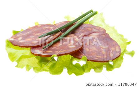 Italian sausages with salad leaves Italian sausages with salad leaves 11796347