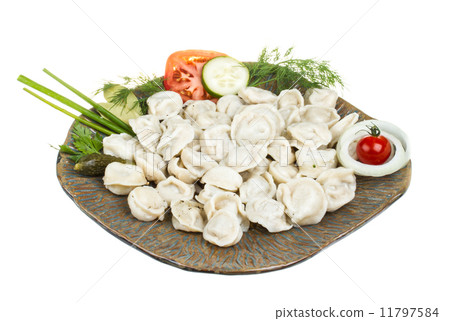 Bowl with traditional russian dish - pelmeni 11797584