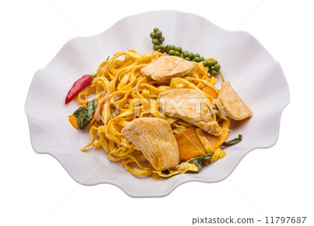 Fried noodles with chicken 11797687