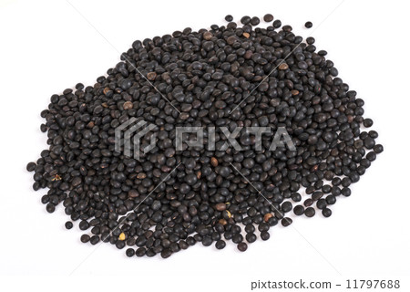 Heap of black lentil isolated on white 11797688