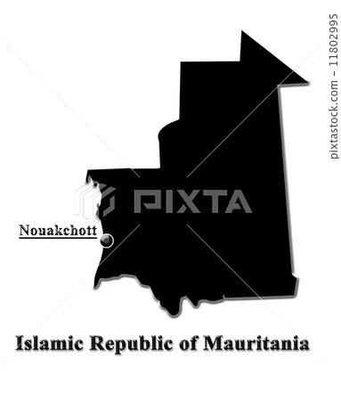 Black map of Islamic Republic of Mauritania 11802995