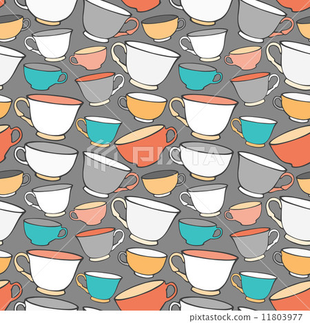 Seamless pattern with decorative cups - Stock Illustration [11803977 ...