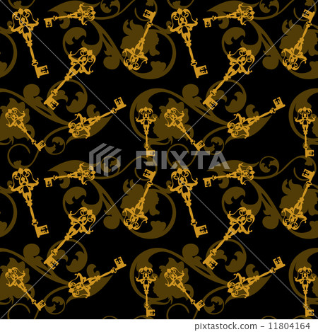 antique key seamless vector background - vintage style floral pattern 11804164